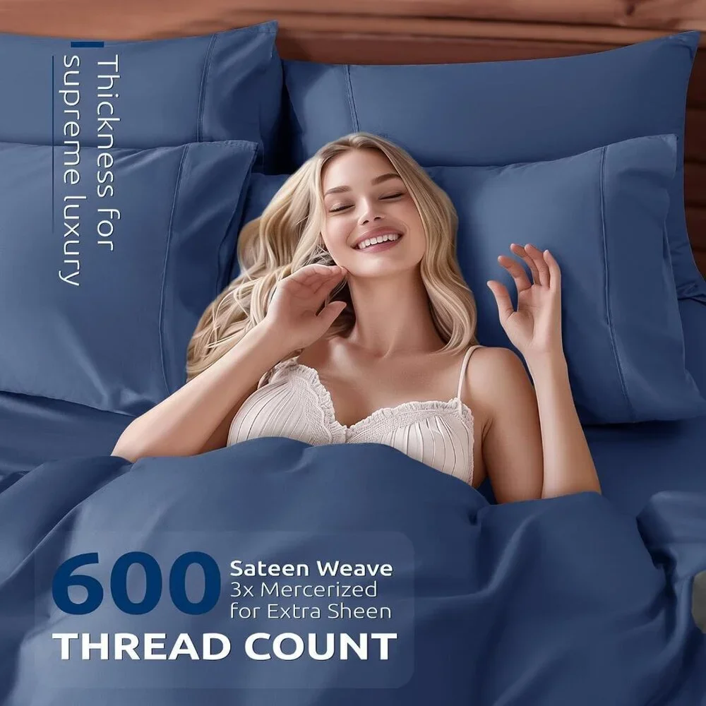 100% Cotton California King Size Duvet Covers - 600 Thread Count, Luxury Sateen